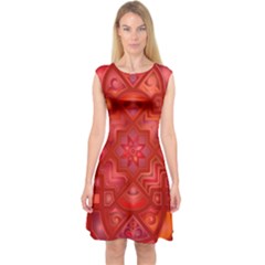 Geometric Line Art Background Capsleeve Midi Dress by Nexatart