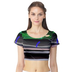 Abstraction Short Sleeve Crop Top (tight Fit) by Valentinaart