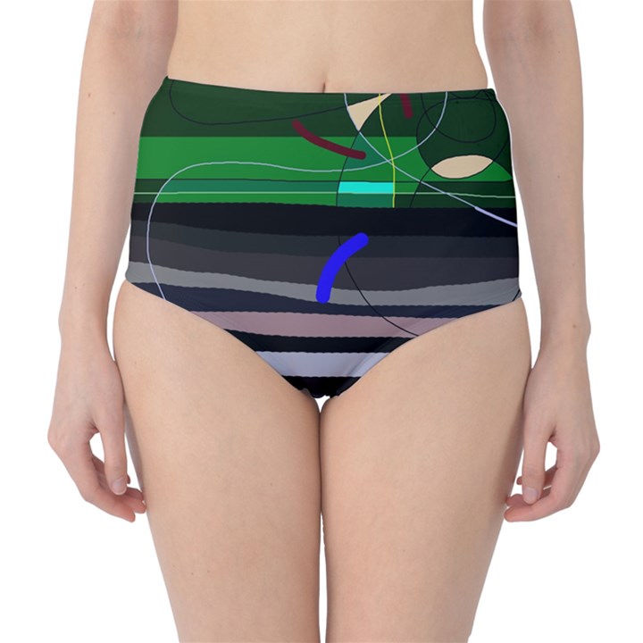 Abstraction High-Waist Bikini Bottoms