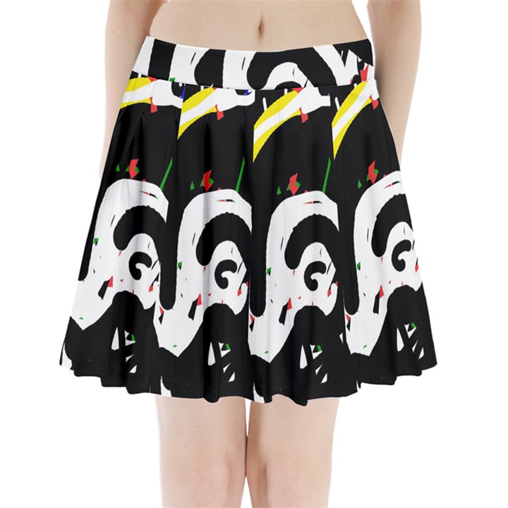 Abstraction Pleated Mini Skirt