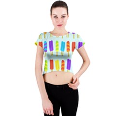 Food Pattern Crew Neck Crop Top by Nexatart