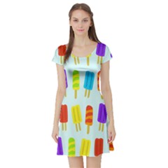 Food Pattern Short Sleeve Skater Dress by Nexatart