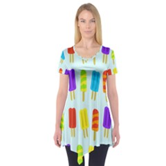 Food Pattern Short Sleeve Tunic  by Nexatart