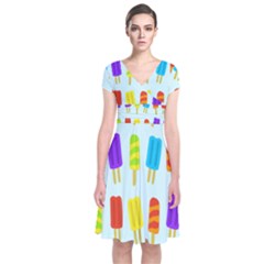 Food Pattern Short Sleeve Front Wrap Dress by Nexatart