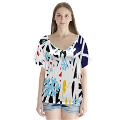 Abstraction Flutter Sleeve Top