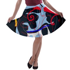 Abstraction A-line Skater Skirt by Valentinaart