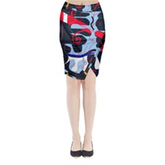 Abstraction Midi Wrap Pencil Skirt