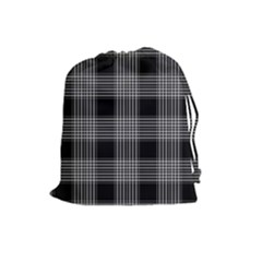 Plaid Checks Background Black Drawstring Pouches (large)  by Nexatart