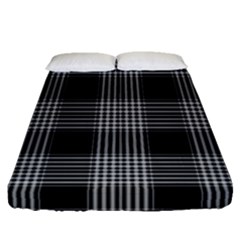 Plaid Checks Background Black Fitted Sheet (queen Size)