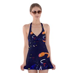 Abstraction Halter Swimsuit Dress