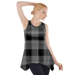 Plaid Checks Background Black Side Drop Tank Tunic