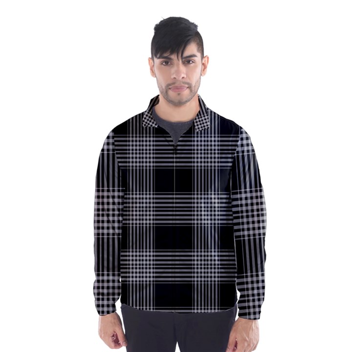 Plaid Checks Background Black Wind Breaker (Men)