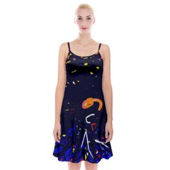 Abstraction Spaghetti Strap Velvet Dress by Valentinaart