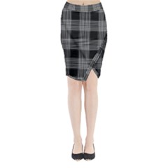 Plaid Checks Background Black Midi Wrap Pencil Skirt