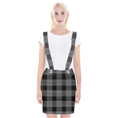 Plaid Checks Background Black Suspender Skirt