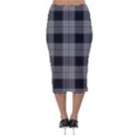 Plaid Checks Background Black Velvet Midi Pencil Skirt View2