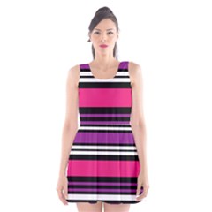 Stripes Colorful Background Scoop Neck Skater Dress by Nexatart