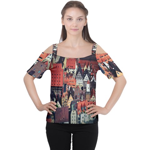 Tilt Shift Of Urban View During Daytime Women s Cutout Shoulder Tee by Nexatart