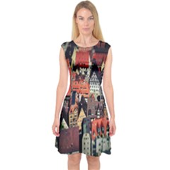 Tilt Shift Of Urban View During Daytime Capsleeve Midi Dress