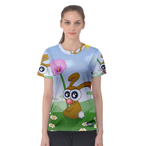 Easter Spring Flowers Happy Women s Sport Mesh Tee by Nexatart