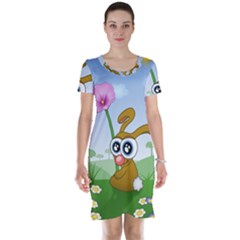 Easter Spring Flowers Happy Short Sleeve Nightdress