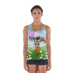 Easter Spring Flowers Happy Women s Sport Tank Top  by Nexatart