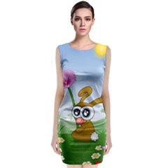 Easter Spring Flowers Happy Sleeveless Velvet Midi Dress by Nexatart