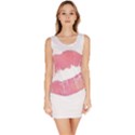 Pink lips Sleeveless Bodycon Dress View1