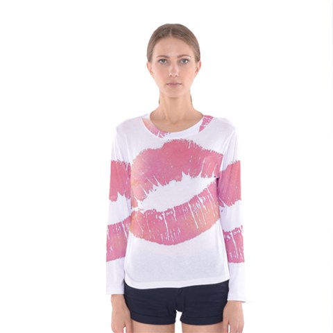 Pink Lips Women s Long Sleeve Tee by Brittlevirginclothing