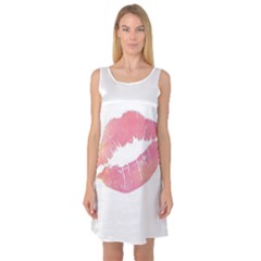 Pink Lips Sleeveless Satin Nightdress by Brittlevirginclothing