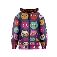 Colorful Kitties Kids  Zipper Hoodie by Brittlevirginclothing