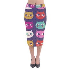 Colorful Kitties Velvet Midi Pencil Skirt by Brittlevirginclothing