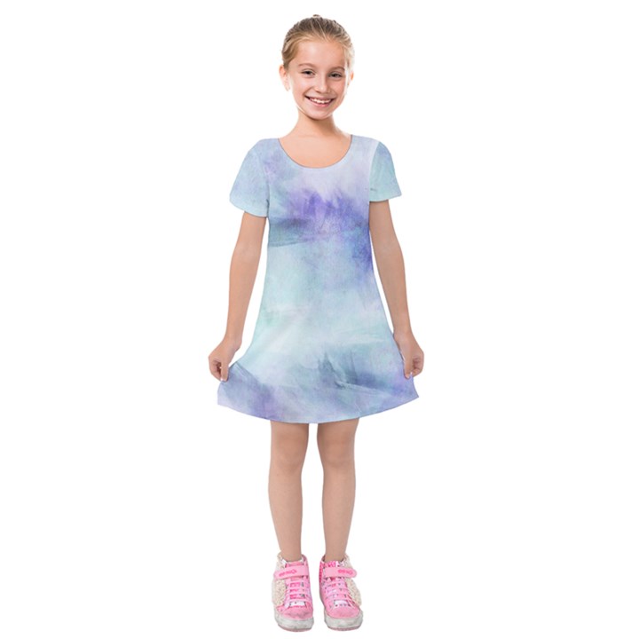 Blue hipster pattern Kids  Short Sleeve Velvet Dress