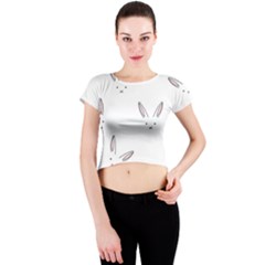 Cute Bunnies Crew Neck Crop Top by Brittlevirginclothing