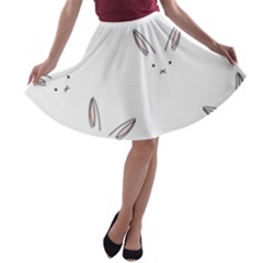 Cute Bunnies A-line Skater Skirt by Brittlevirginclothing