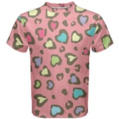 Rainbow leopard styled hearts  Men s Cotton Tee