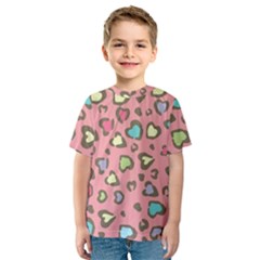 Rainbow leopard styled hearts  Kids  Sport Mesh Tee