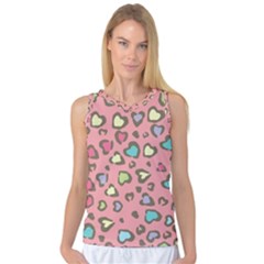 Rainbow leopard styled hearts  Women s Basketball Tank Top