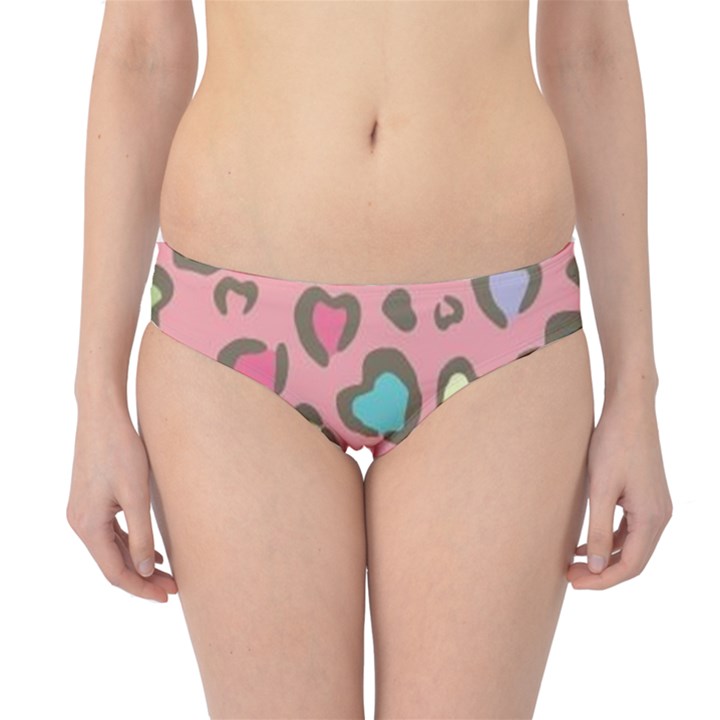 Rainbow leopard styled hearts  Hipster Bikini Bottoms