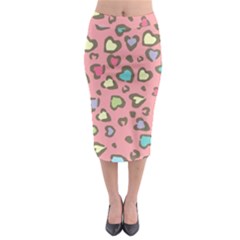 Rainbow Leopard Styled Hearts  Midi Pencil Skirt by Brittlevirginclothing