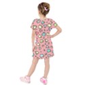 Rainbow leopard styled hearts  Kids  Short Sleeve Velvet Dress View2