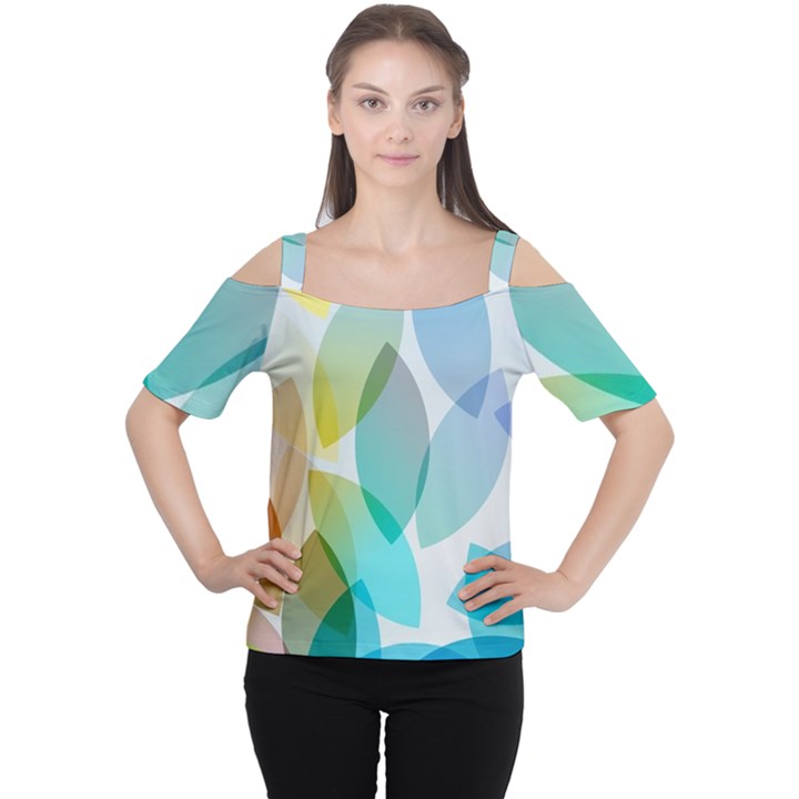 Rainbow feather Women s Cutout Shoulder Tee