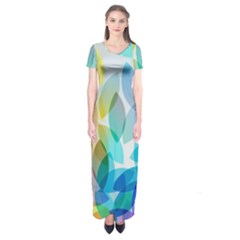 Rainbow Feather Short Sleeve Maxi Dress by Brittlevirginclothing