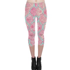 Moroccan Flower Mosaic Capri Leggings  by Brittlevirginclothing