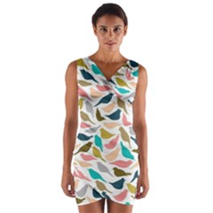 Colorful Birds Wrap Front Bodycon Dress by Brittlevirginclothing