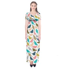 Colorful Birds Short Sleeve Maxi Dress by Brittlevirginclothing