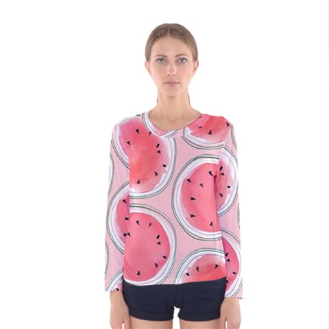 Cute Watermelon Women s Long Sleeve Tee by Brittlevirginclothing