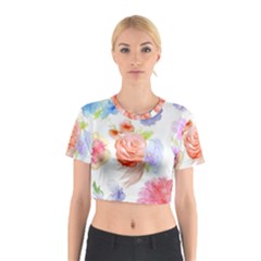 Watercolor Colorful Roses Cotton Crop Top by Brittlevirginclothing