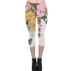 Vintage Flower Capri Leggings  by Brittlevirginclothing