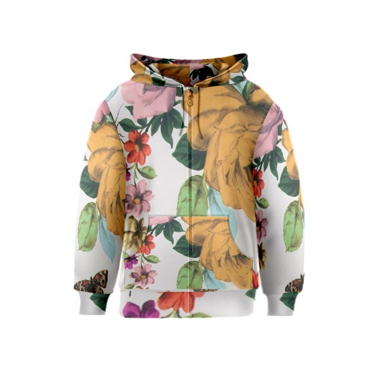 Vintage flower Kids  Zipper Hoodie